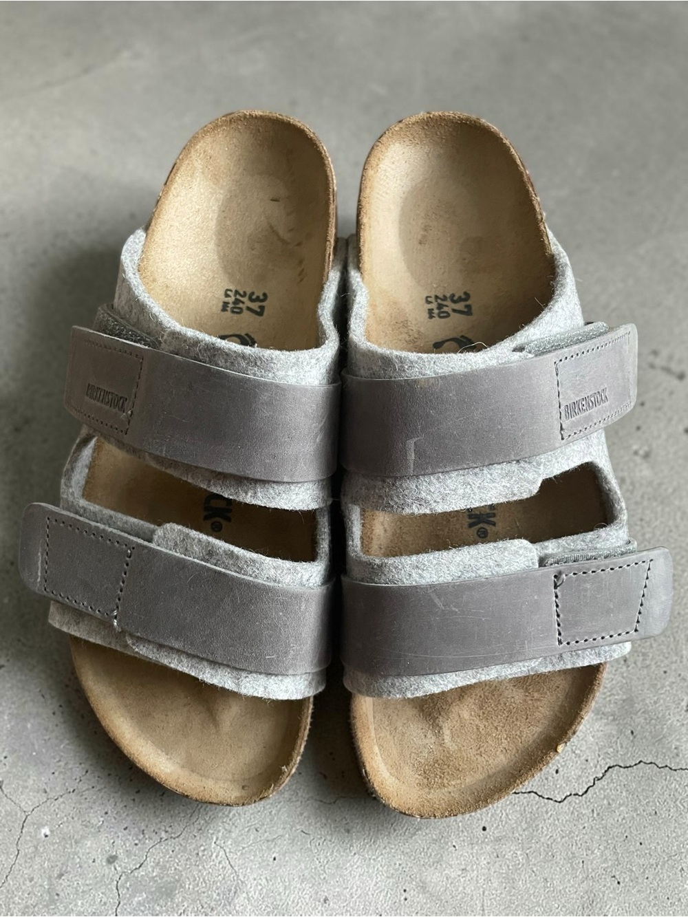 Birkenstock Gray Suede Two-Strap Slide Sandals Women’s Size 6